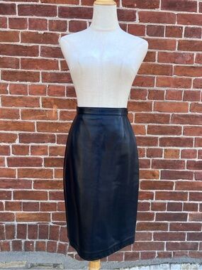 Vintage Roots Black Leather Pencil Skirt